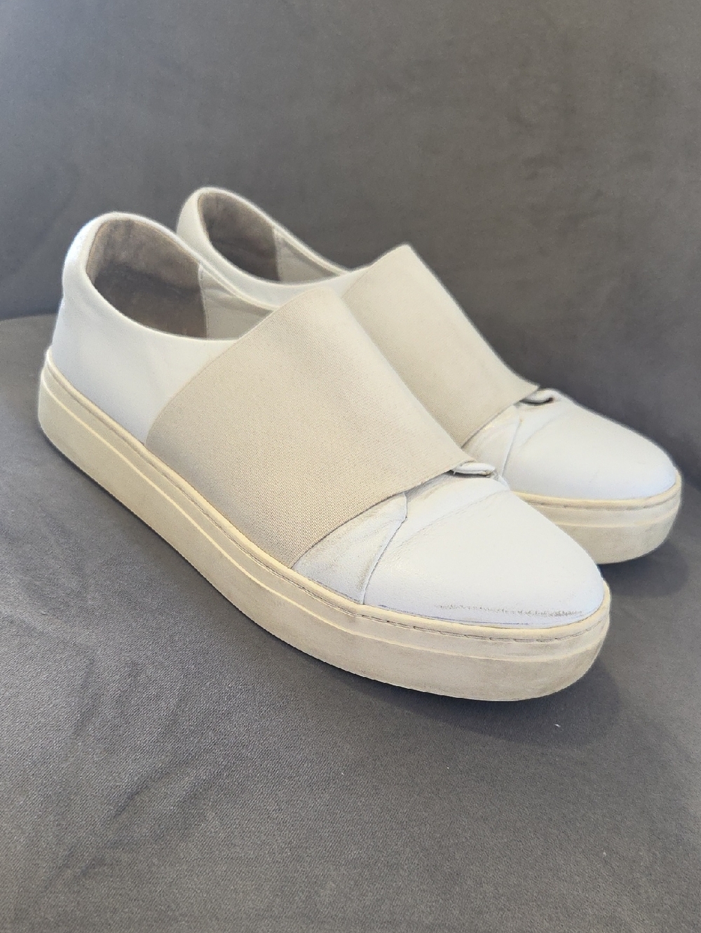 COS Cream Slip-On Platform Sneakers with Wide Elastic